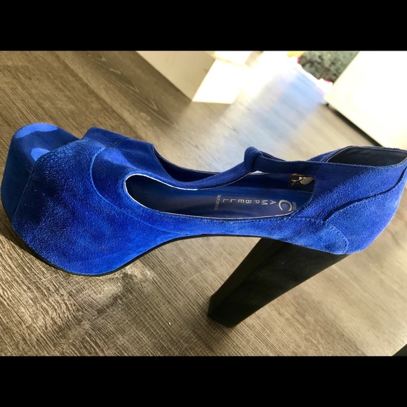 Jeffrey Campbell Blue Suede “Foxy” Platform - Picture 3 of 5